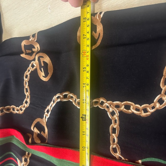 Black Buttons Dress Shirt with Gold Chain and Stripe Design - Picture 4 of 7